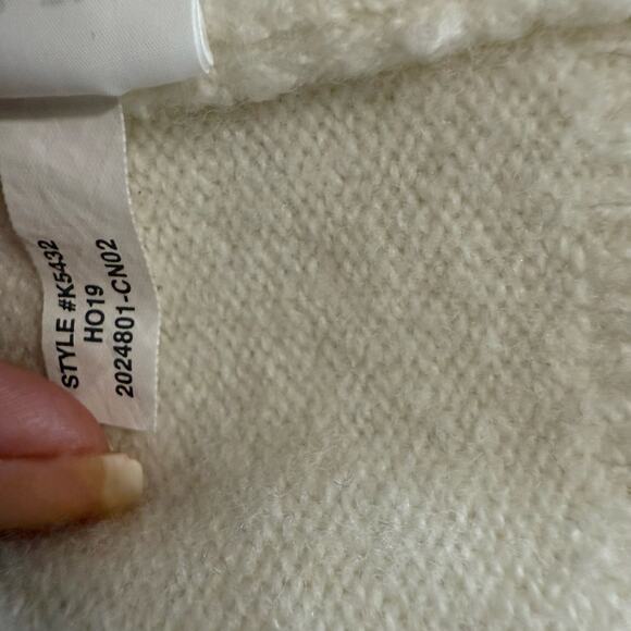 Madewell Bobble Dashwood V Neck Bright Ivory Sweater Size Medium - Picture 10 of 10